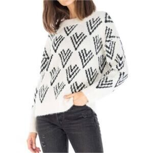 Bobeau warm fuzzy V shape pattern crew neck sweater sz S